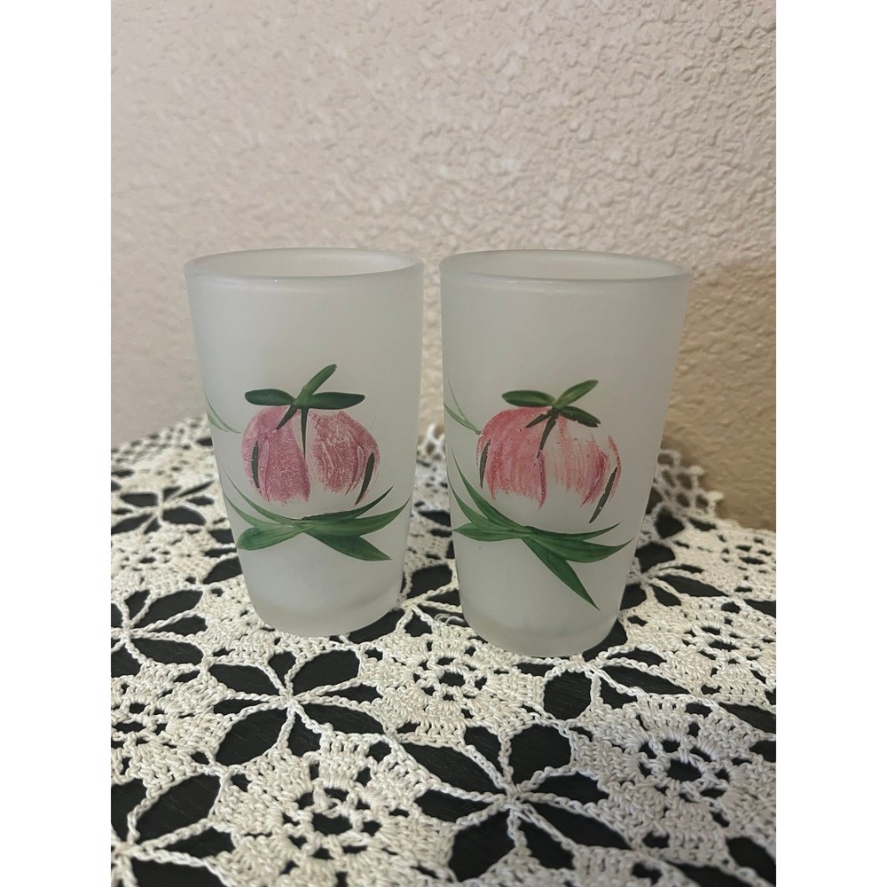 Set of 2 Handpainted Frosted Juice Glasses
